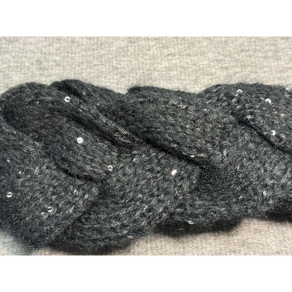 Muk Luks Black Sequin Braided Twist Headband Chunky Knit Headwear Women's OSFM - Picture 4 of 6